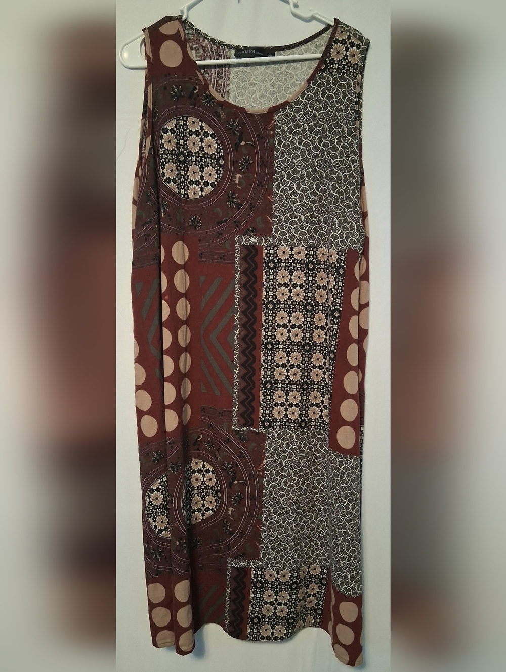 4XL 100% Cotton Patchwork Style Sleeveless Shift Dress Boho Casual Summer Zanzea
